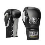 GUANTE BOX NEGRO-PLATEADO CUERO CORDONES